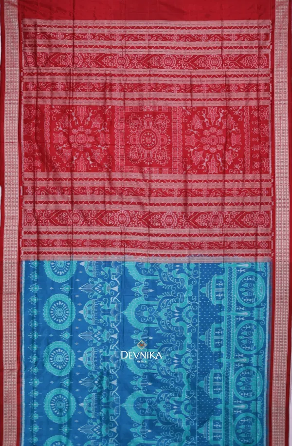 Bright_Blue_Silk_Bandha_Handloom_Saree_For_Women