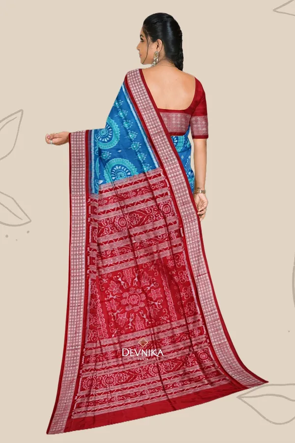 Bright_Blue_Silk_Bandha_Handloom_Saree_For_Women