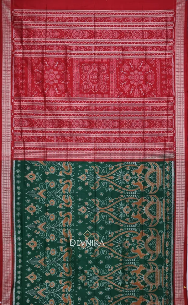 Forest_Green_Silk_Body_Bandha_Odisha_Handloom_Saree_For_Women