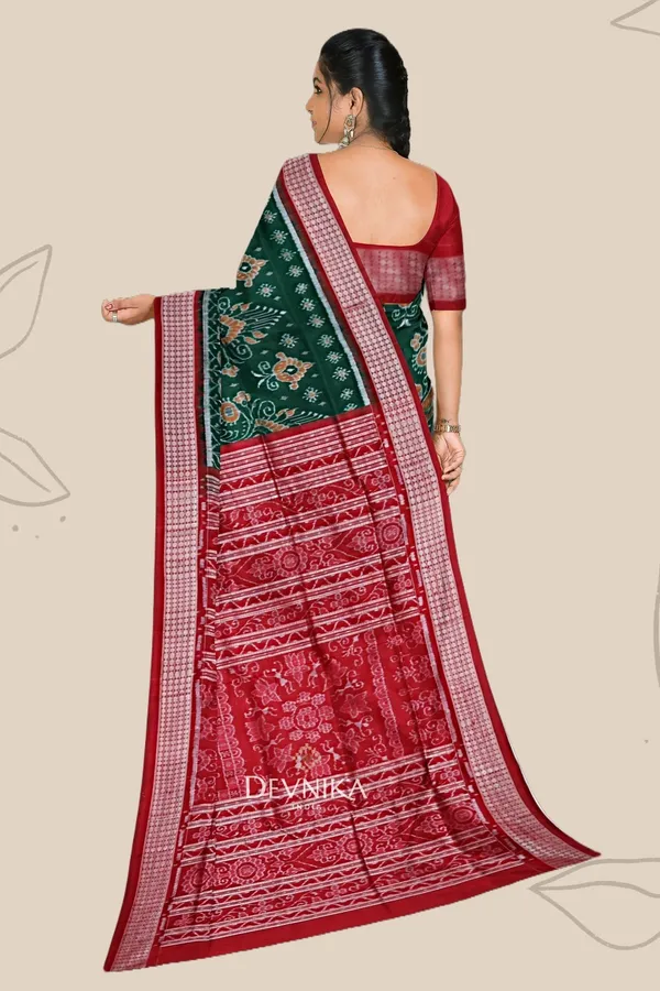 Forest_Green_Silk_Body_Bandha_Odisha_Handloom_Saree_For_Women