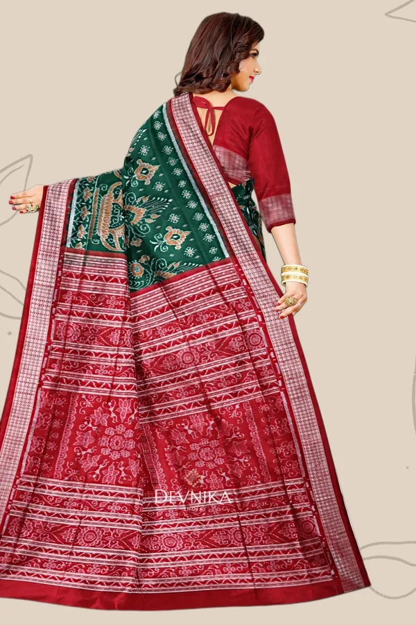 Forest_Green_Silk_Body_Bandha_Odisha_Handloom_Saree_For_Women