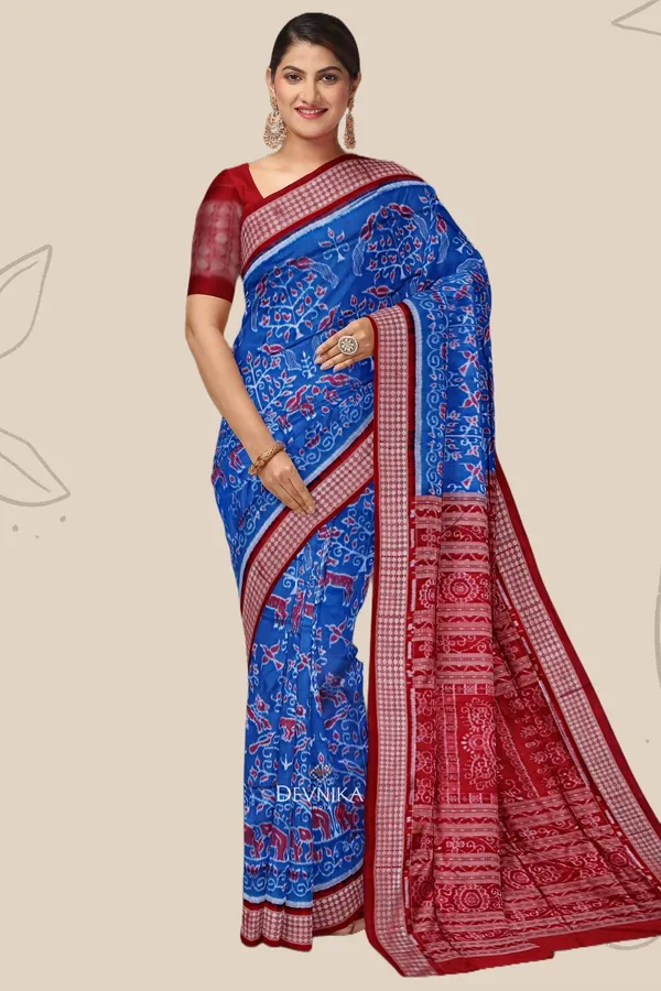 Blue_Silk_Body_Bandha_Handloom_Saree_For_Women