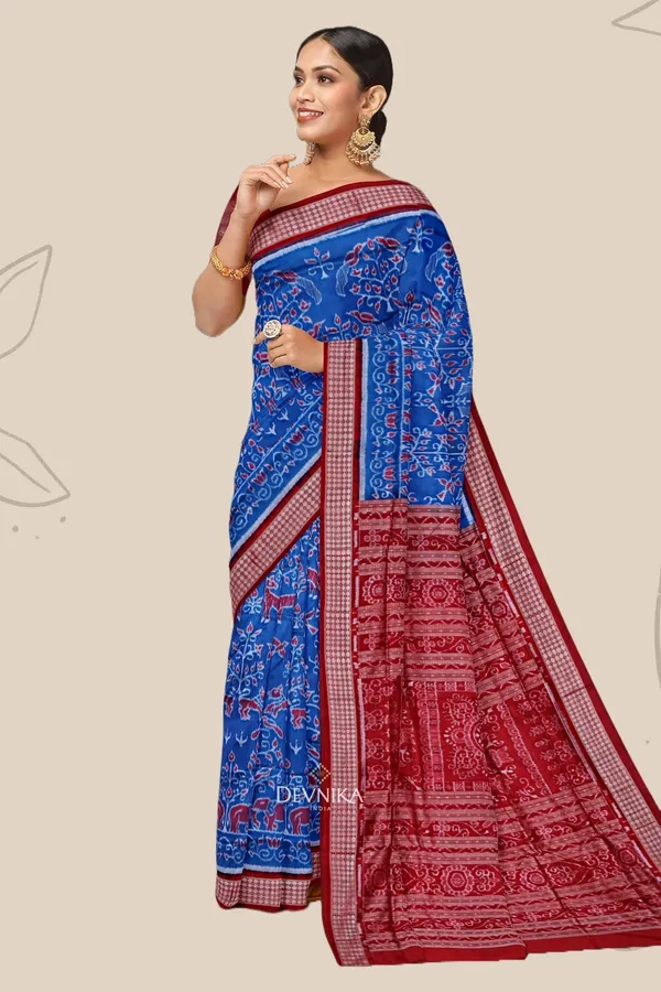 Blue_Silk_Body_Bandha_Handloom_Saree_For_Women