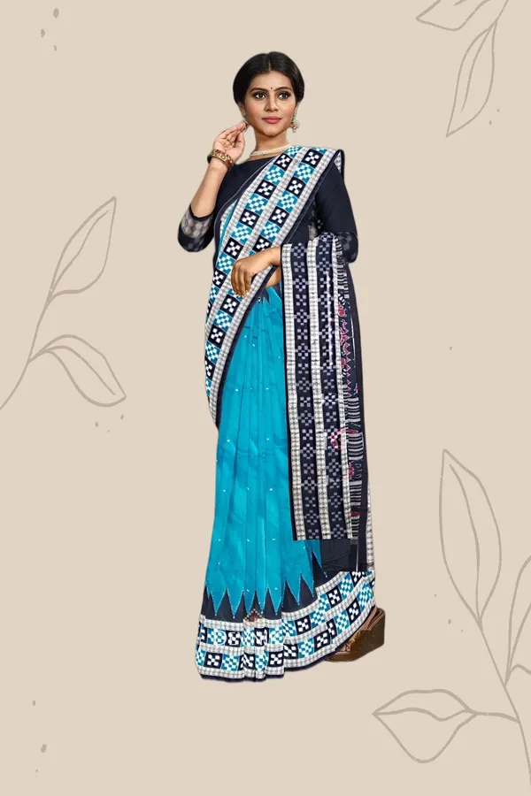 Teal_Silk_Pasapalli_Buti_Bomkai_Odisha_Handloom_Saree_For_Women
