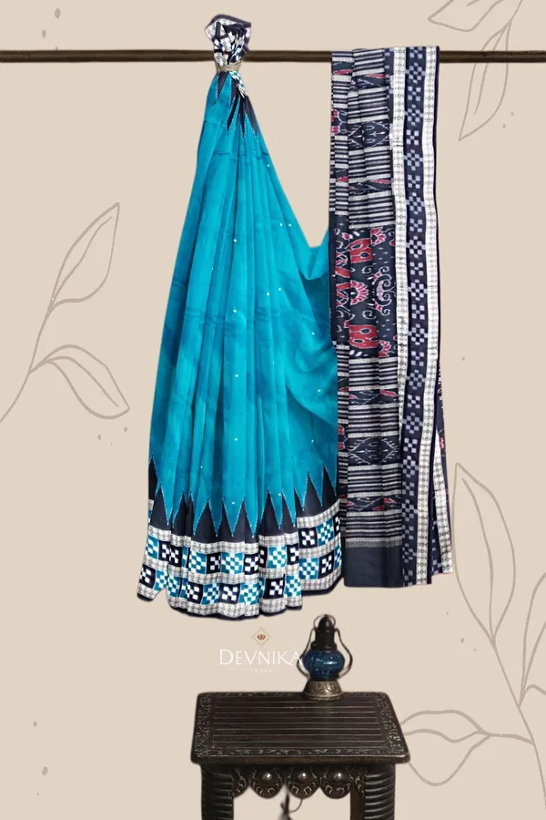 Teal_Silk_Pasapalli_Buti_Bomkai_Odisha_Handloom_Saree_For_Women