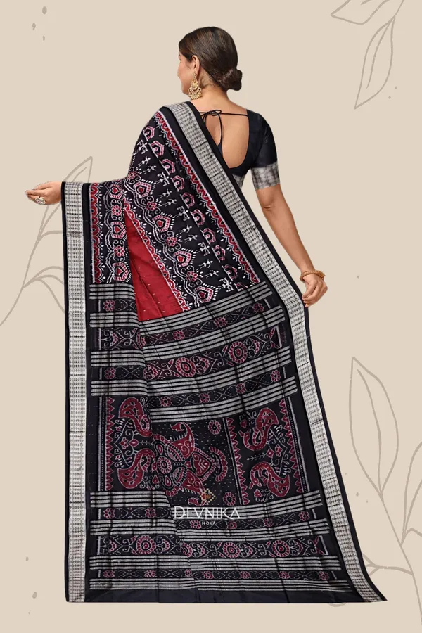 Maroon_Silk_Teracota_Bandha_Handloom_Saree_For_Women