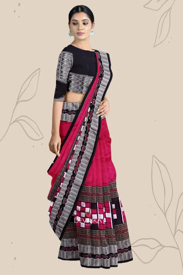Hot_Pink_Silk_Pasapalli_Bichitrapuri_Handloom_Saree_For_Women