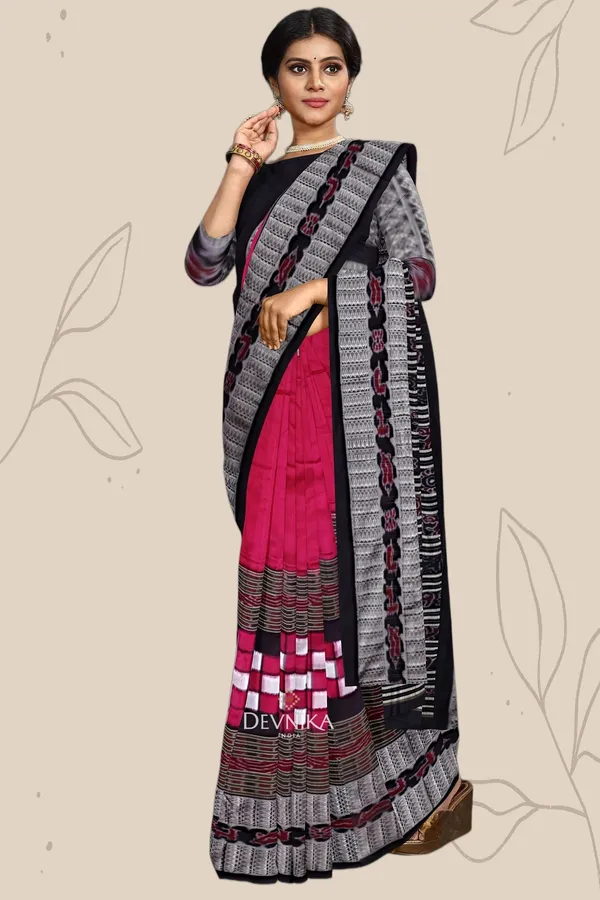 Hot_Pink_Silk_Pasapalli_Bichitrapuri_Handloom_Saree_For_Women