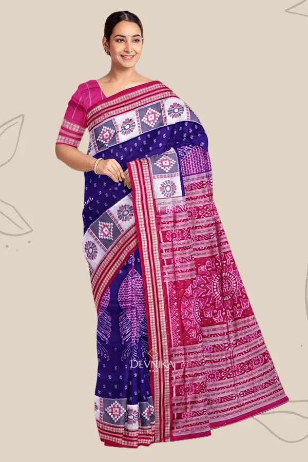 Blue_Violet_Silk_Fish_Bandha_Handloom_Saree_For_Women