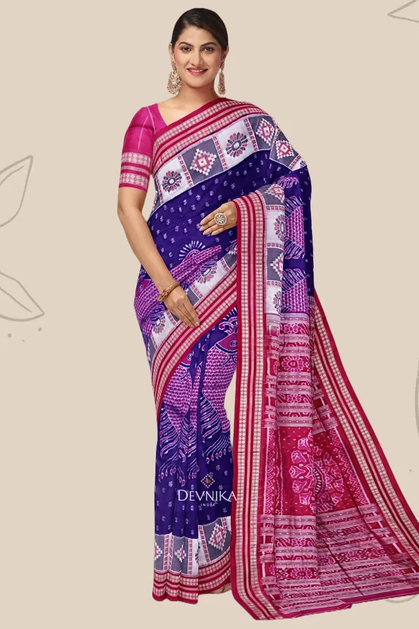 Blue_Violet_Silk_Fish_Bandha_Handloom_Saree_For_Women