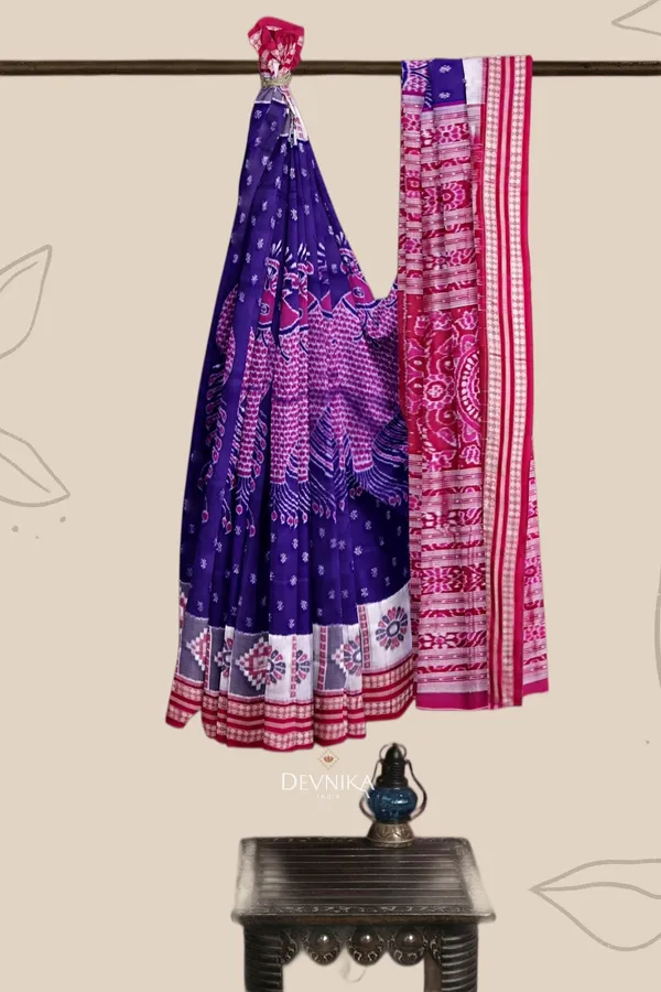 Blue_Violet_Silk_Fish_Bandha_Handloom_Saree_For_Women