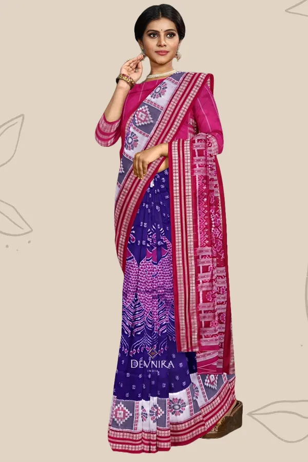 Blue_Violet_Silk_Fish_Bandha_Handloom_Saree_For_Women