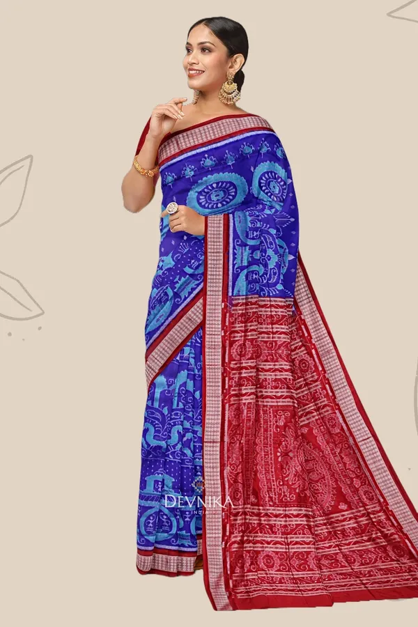 Blue_Tissue_Silk_Body_Bandha_Handloom_Saree_For_Women