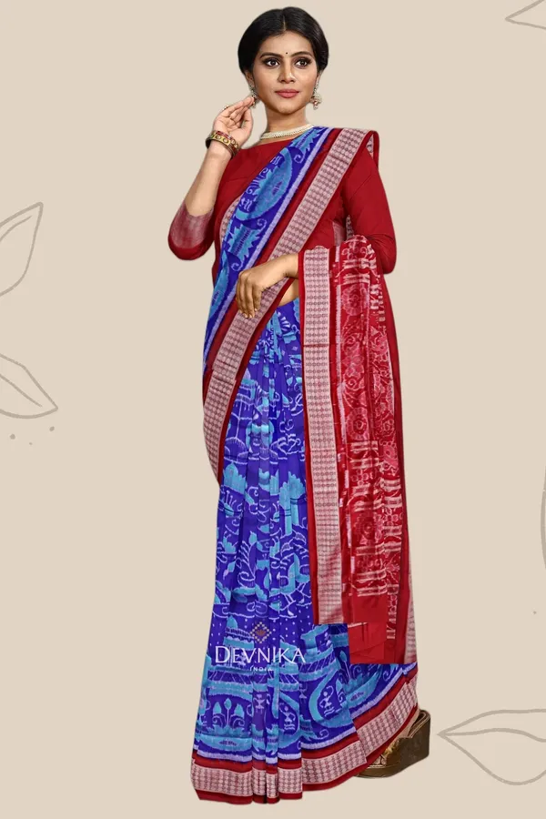 Blue_Tissue_Silk_Body_Bandha_Handloom_Saree_For_Women