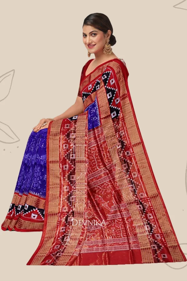 Blue_Violet_Tissue_Silk_Body_Bandha_Handloom_Saree_For_Women