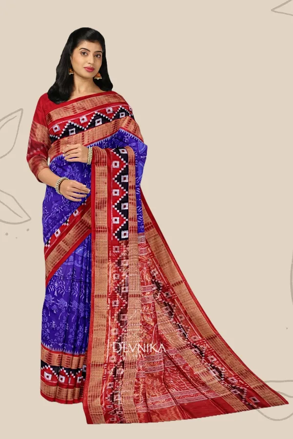 Blue_Violet_Tissue_Silk_Body_Bandha_Handloom_Saree_For_Women