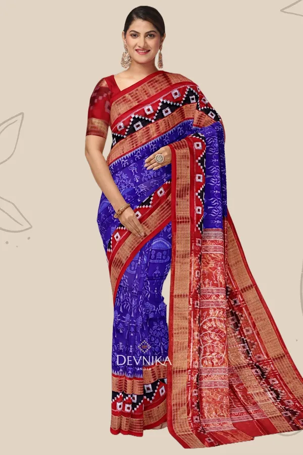Blue_Violet_Tissue_Silk_Body_Bandha_Handloom_Saree_For_Women