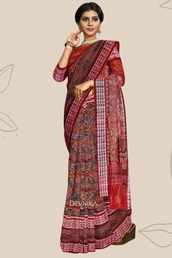 Golden_Yellow_Tissue_Silk_Body_Bandha_Handloom_Saree_For_Women