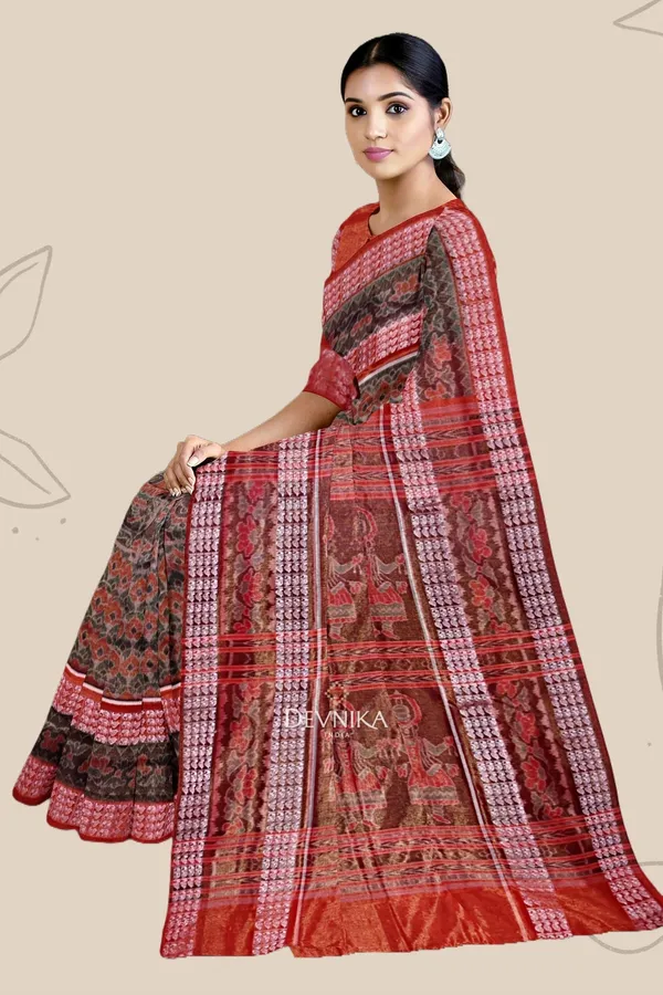 Golden_Green_Tissue_Silk_Body_Bandha_Handloom_Saree_For_Women