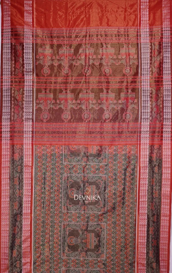 Golden_Green_Tissue_Silk_Body_Bandha_Handloom_Saree_For_Women
