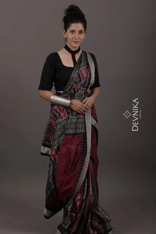 Magenta_Silk_Handloom_Body_Bomkai_Saree_For_Women
