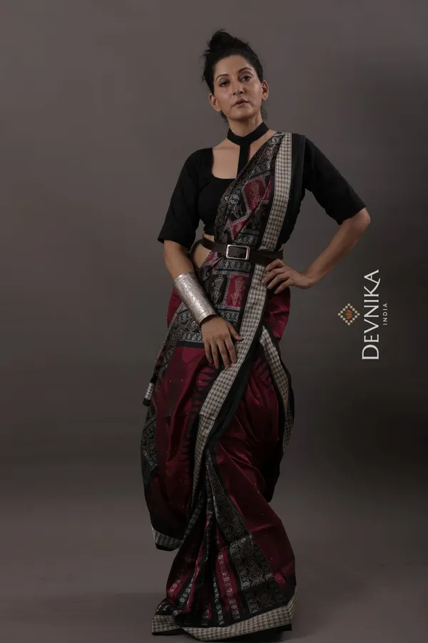 Magenta_Silk_Handloom_Body_Bomkai_Saree_For_Women