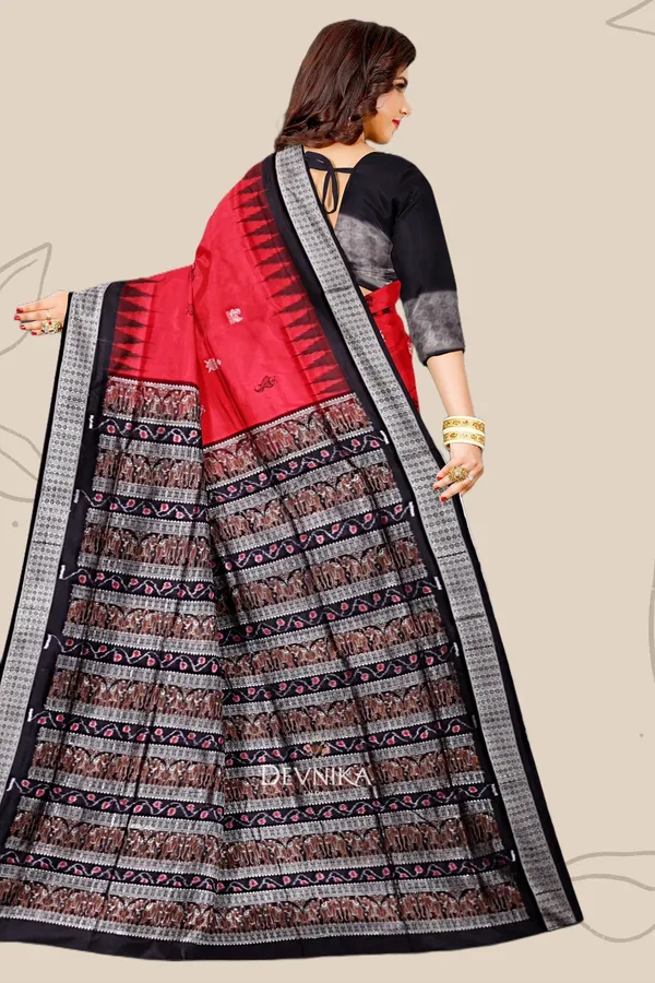Red_Silk_Bomkai_Handloom_Saree_For_Women