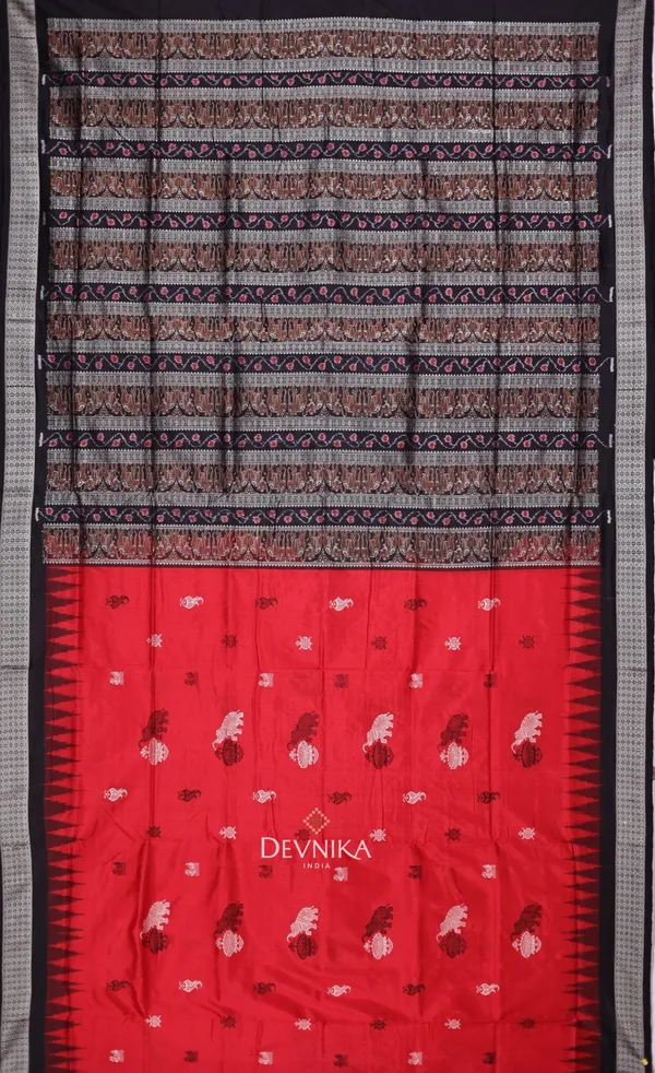 Red_Silk_Bomkai_Handloom_Saree_For_Women
