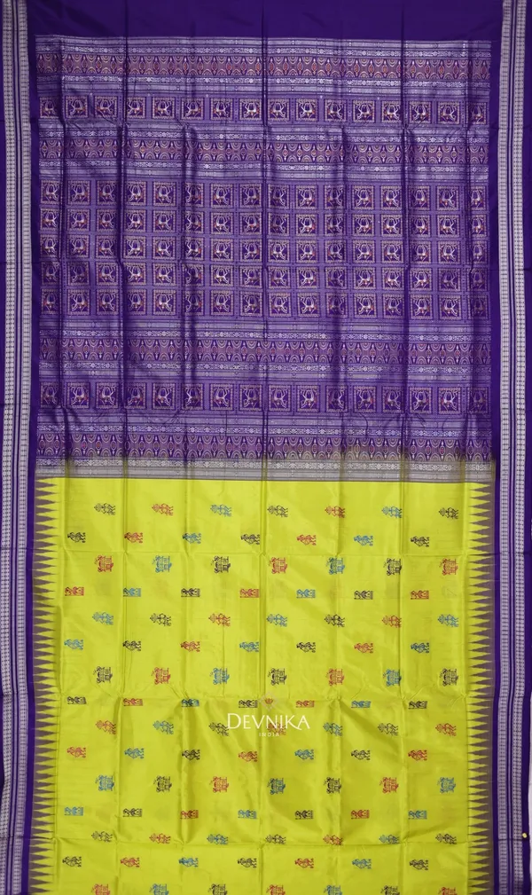 Lemon_Green_Silk_Teracota_Bomkai_Handloom_Saree_For_Women