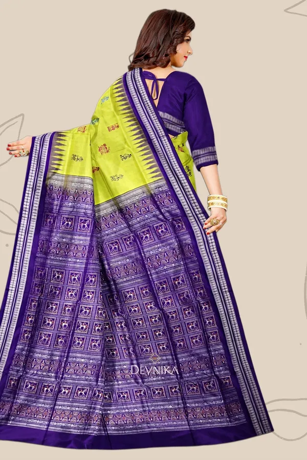 Lemon_Green_Silk_Teracota_Bomkai_Handloom_Saree_For_Women