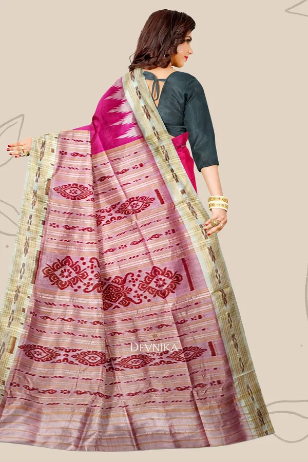 Pink_Silk_Big_Temple_Border_Khandua_Pata_Saree_For_Women