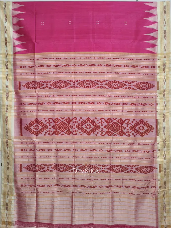 Pink_Silk_Big_Temple_Border_Khandua_Pata_Saree_For_Women