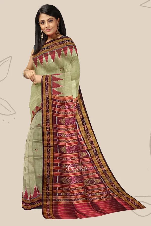 Gold_Silk_Khandua_Pata_Temple_Border_Saree_For_Women