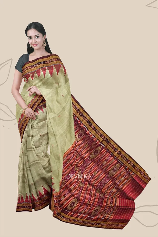 Gold_Silk_Khandua_Pata_Temple_Border_Saree_For_Women