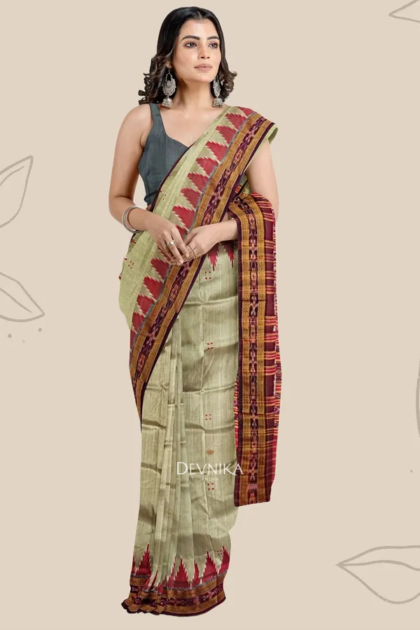 Gold_Silk_Khandua_Pata_Temple_Border_Saree_For_Women