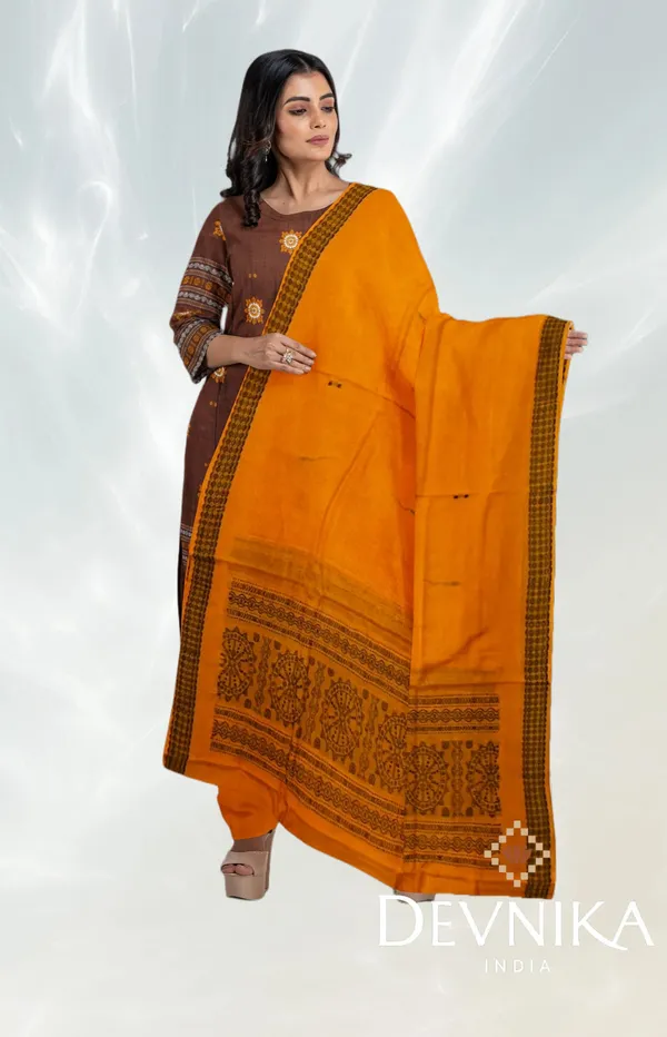 Deep_Brown_Color_Top_With_Yellow_Color_Pant_&_Dupatta