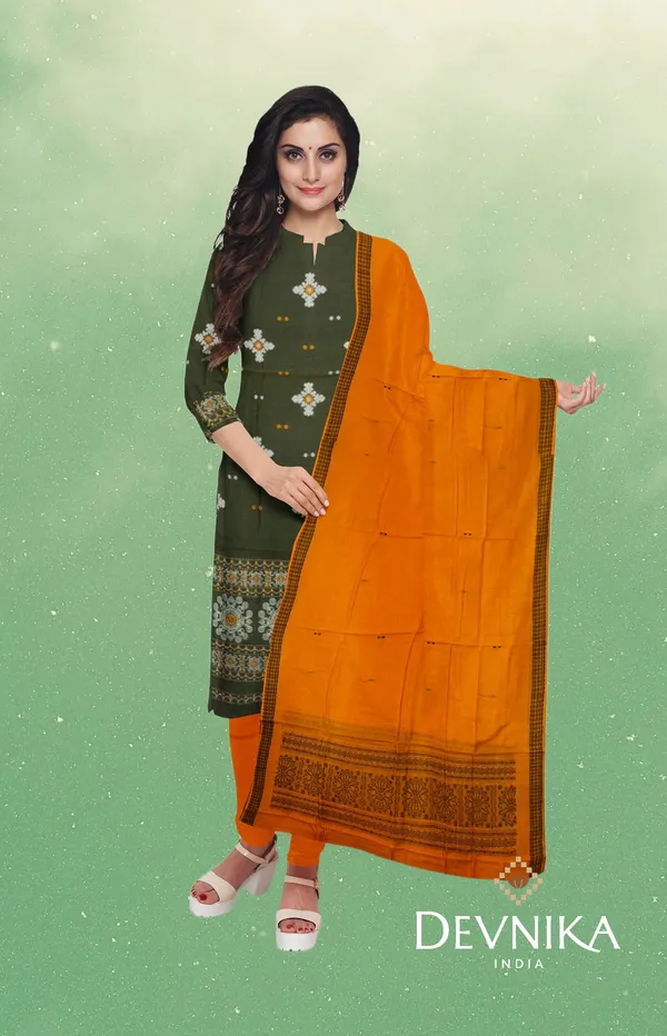Olive_Green_Top_With_Yellow_Color_Pant_&_Dupatta
