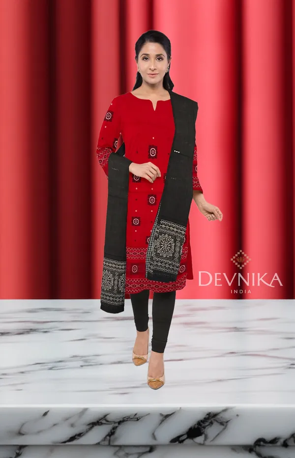 Red_Color_Top_With_Black_Color_Pant_&_Dupatta