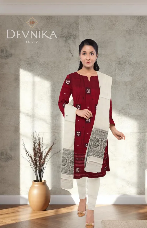 Maroon_Color_Top_With_White_Color_Pant_&_Dupatta