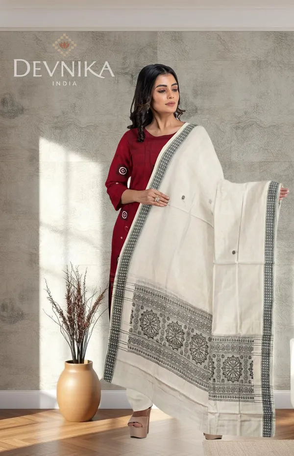 Maroon_Color_Top_With_White_Color_Pant_&_Dupatta