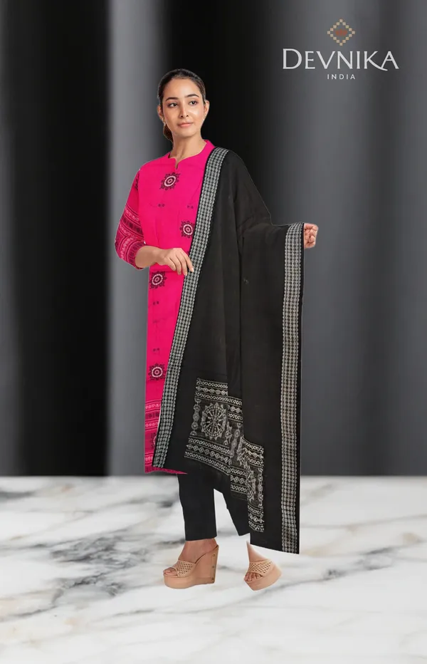 Pink_Color_Top_With_Black_Color_Pant_&_Dupatta
