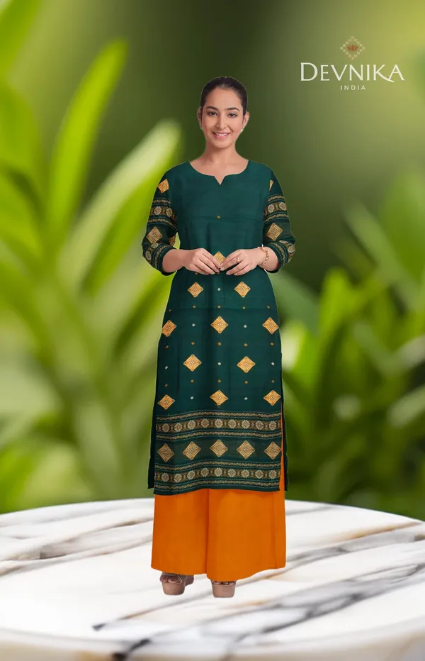 Green_Color_Top_With_Red_Color_Pant_&_Dupatta