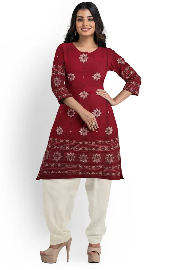 Deep_Maroon_Color_Top_With_White_Color_Pant_&_Dupatta