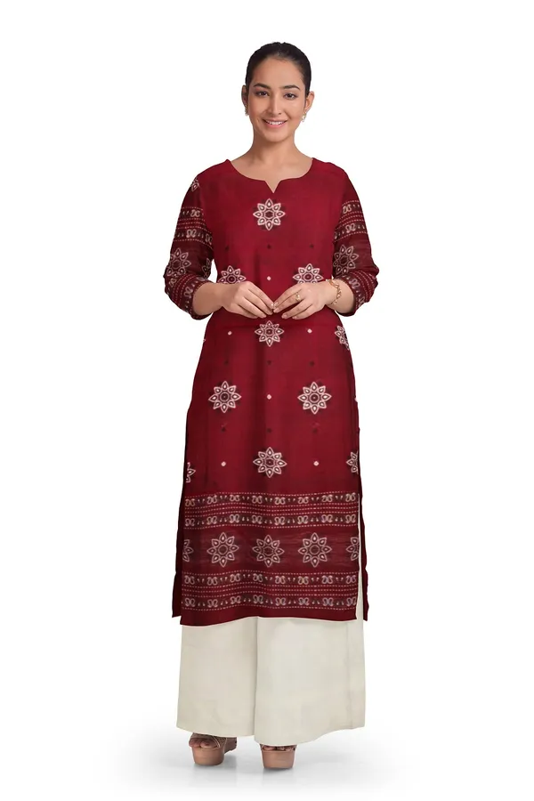 Deep_Maroon_Color_Top_With_White_Color_Pant_&_Dupatta