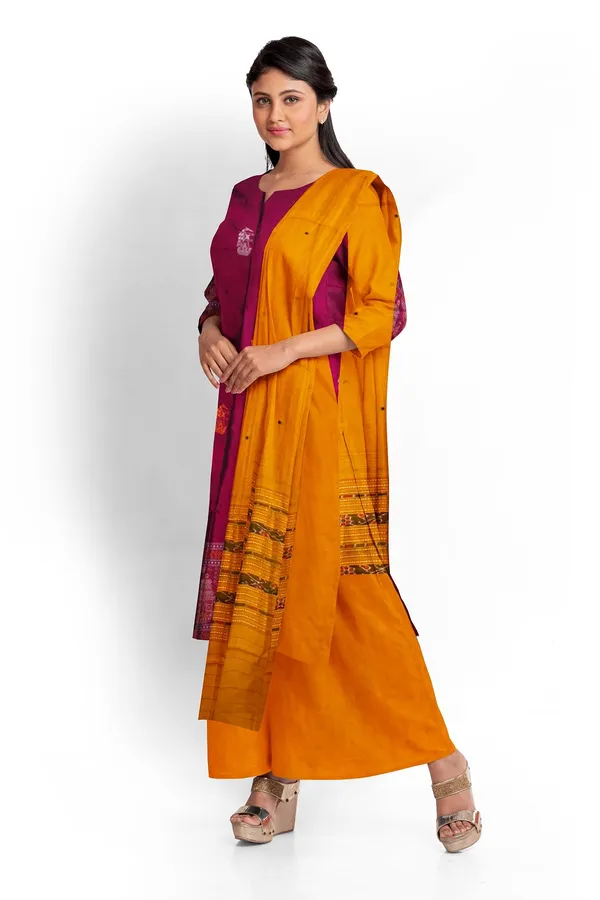 Deep_magenta_Color_Top_With_Yellow_Color_Pant_&_Dupatta