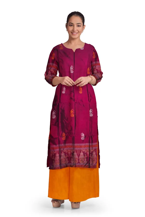 Deep_magenta_Color_Top_With_Yellow_Color_Pant_&_Dupatta