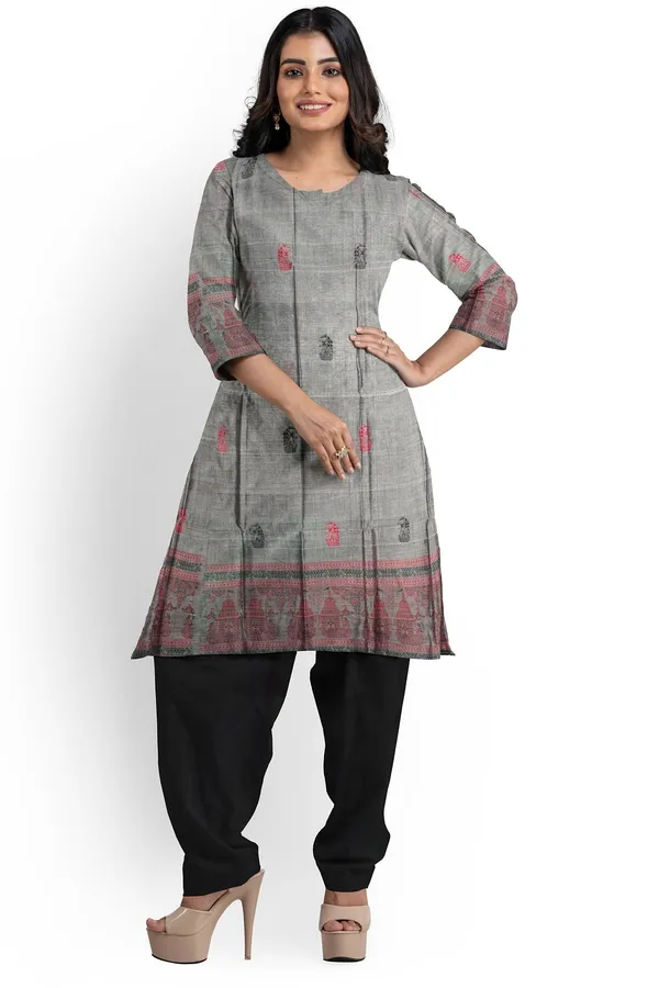 Grey_Color_Top_With_Black_Color_Pant_&_Dupatta