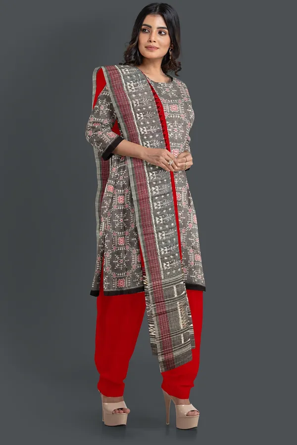 Redish_silver_Color_Top_With_Red_Color_Pant_&_Dupatta