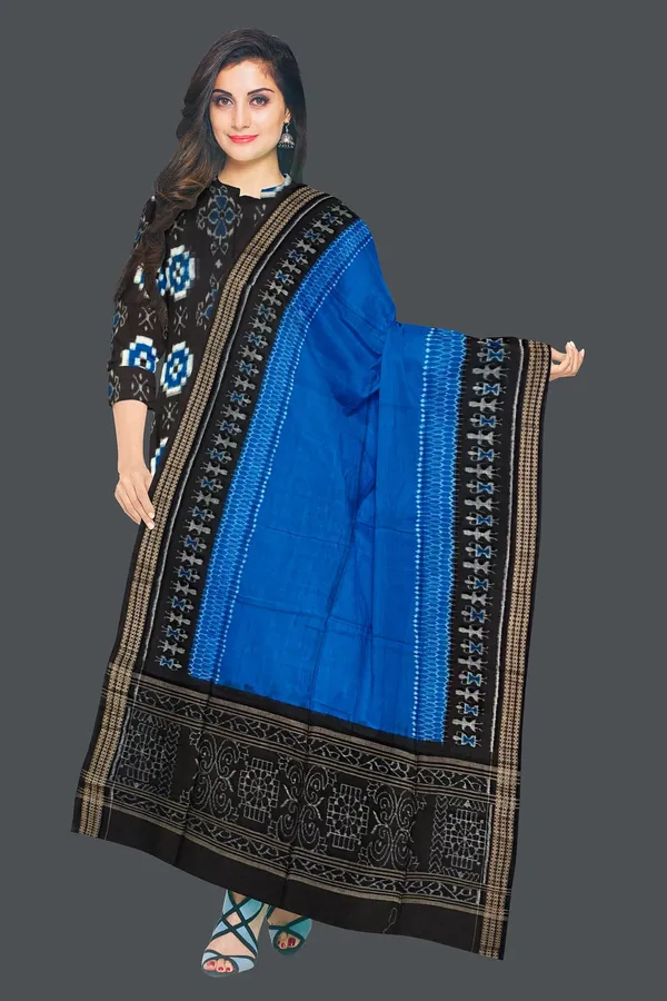 Black_Color_Top_With_Black_Color_Pant_&_Blue_Color_Dupatta