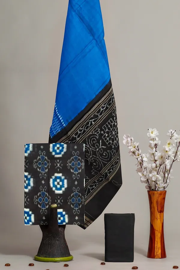 Black_Color_Top_With_Black_Color_Pant_&_Blue_Color_Dupatta
